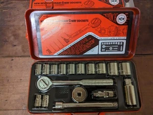 Set cricchetto presa metrinch vintage anni '80 BMC Taiwan 3/8" Dr SAE & Metric RETRÒ! - Foto 1 di 12