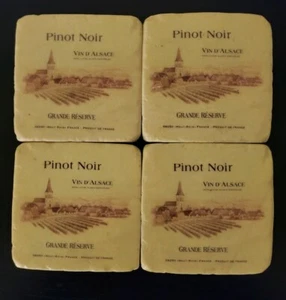 4 posavasos de cerámica franceses Pinot Noir 'Vin D'Alsace' - Imagen 1 de 8