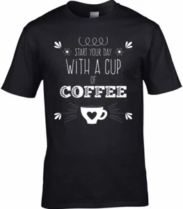 Coffee T-Shirt Work T-Shirt Drink Coffee Barista Fresh Coffee Beans - Picture 1 of 4