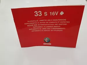 Allegato manuale uso e manutenzione Alfa Romeo Alfa 33 S 16 V. Quadirfoglio 1991 - Foto 1 di 24