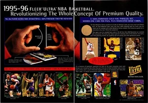 VINTAGE 2-PAGE 1995-96 FLEER ULTRA BASKETBALL CARDS PRINT AD - Picture 1 of 1