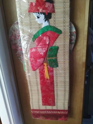 2 rollos de bambú apliques tela geisha arte japonés para colgar en la pared 38" X 13" de ancho Foto 1 de 4