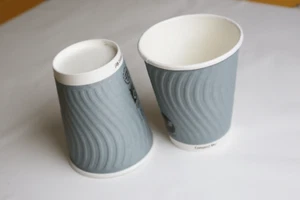 Luxury Light Slate Grey Paper Disposable Coffee Cups - Double Ripple Wall - Picture 1 of 4