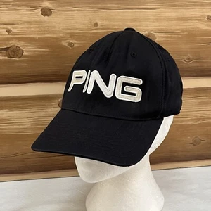 PING Hat Cap Strech Fit Black Log Front Back Golfing Outdoors Adjustable Mens - Picture 1 of 9