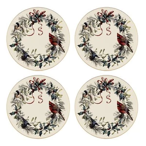 Winter Greetings Salad Plates Set of 4 4 Count Red & Green - Picture 1 of 3