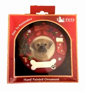E&S Mascotas Pintado a Mano Puggle Perro Personalizar Hueso Navidad Corona Adorno Nuevo - Imagen 1 de 6