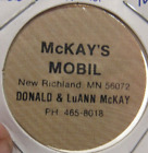 Vintage McKay's Mobil neuf Richland, neuf comme neuf nickel en bois - jeton Minnesota minn.
