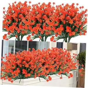 8 Bundles Outdoor Artificial Fake Flowers UV Resistant Shrubs Plants, Faux - Picture 1 of 8