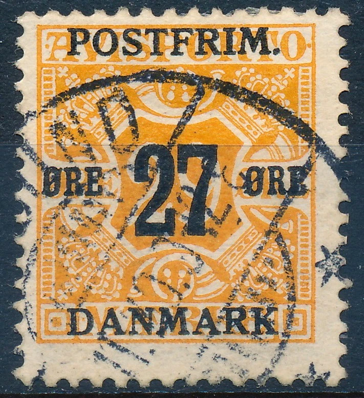 Dinamarca Scott 151/AFA 91, 27/29Ø naranja provisional, fino usado Foto 1 de 1