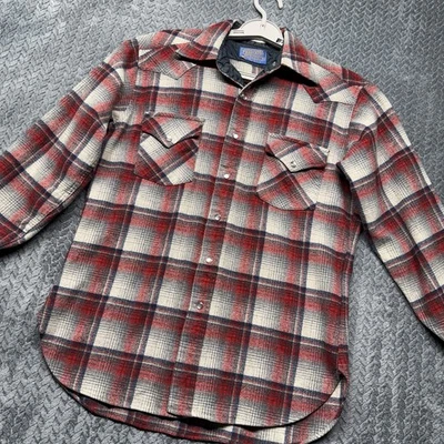 VTG Pendleton Shirt Men M High Grade Western Wear Wool Pearl Snap Red Plaid USA - Image 1 of 4
