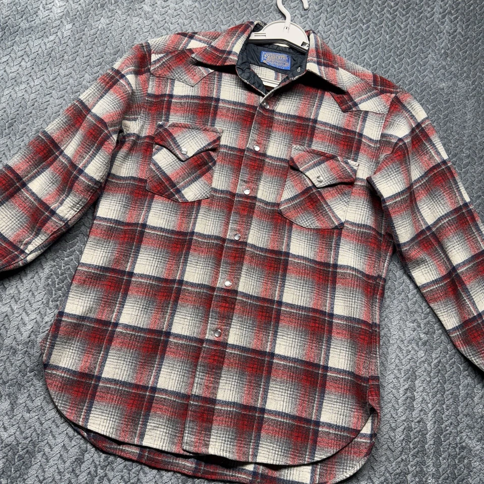 VTG Pendleton Shirt Men M High Grade Western Wear Wool Pearl Snap Red Plaid USA - Image 1 of 4