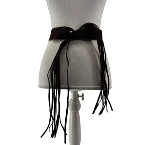 Cinturón con flecos de gamuza marrón para mujer talla única dos tonos corbata informal - Imagen 1 de 11
