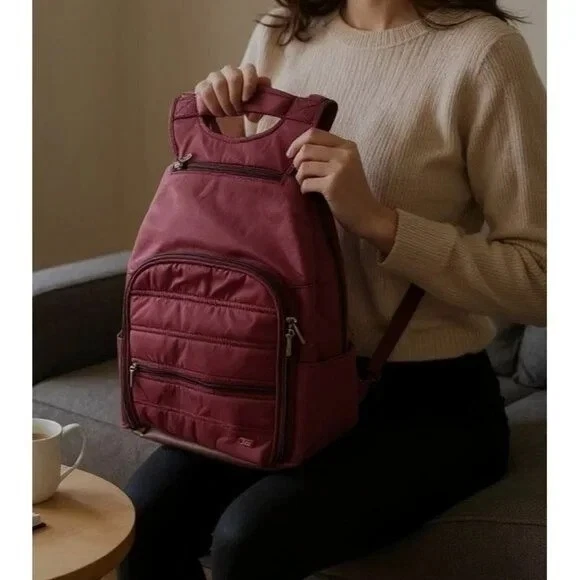 Mochila Lug ciruela púrpura con correas ajustables y múltiples bolsillos para mujer Foto 1 de 4