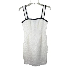 Abito smanicato testurizzato misto seta J Crew Collection nuovo con etichette avorio nero 2 $398 - Foto 1 di 8