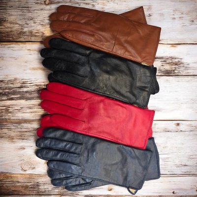 Womens Super Soft Premium High Quality Genuine Leather Winter Gloves Fully Lined - Image 1 of 4
