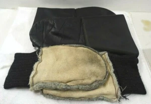 MID CENTURY VINTAGE COLD WEATHER BLACK LEATHER GLOVES W/REMOVABLE LINER - Picture 1 of 4