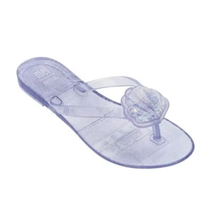 Melissa Harmonic Clear Silver Seashell Sandal Flip Flop Size 7 - Picture 1 of 6
