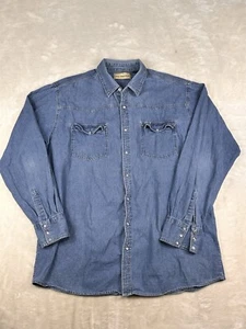 Bit & Bridle Denim Shirt Mens 2XT Pearl Snap Chambray Country Western Cowboy - Picture 1 of 6
