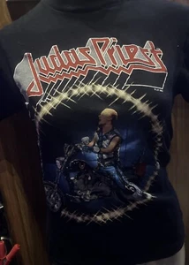 VTG 80S SMALL JUDAS PRIEST DEFENDERS OF THE FAITH ROCK TOUR CONCERT SHIRT - Picture 1 of 2