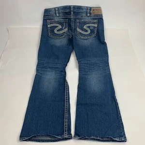 Silver Jeans Tuesday Bootcut Size 31 with stretch Distressed Medium wash denim - Picture 1 of 13