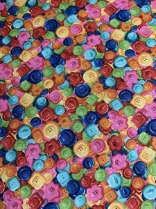 2 Yd The Henley Studios 752 Sew Buttons U.K. Quilting Craft Cotton Fabric 45" - Picture 1 of 6