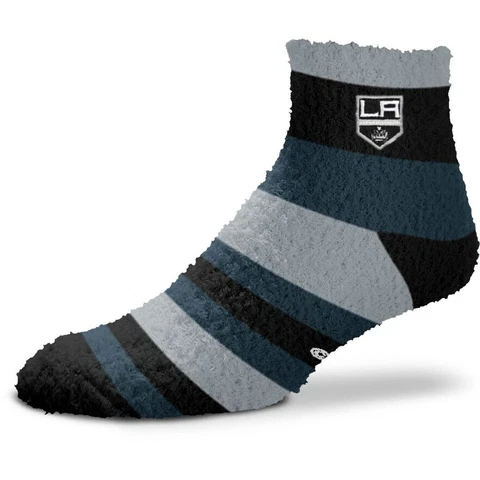 Los Angeles Kings Hockey Black & Gray Rainbow Stripe Fuzzy Socks Cover