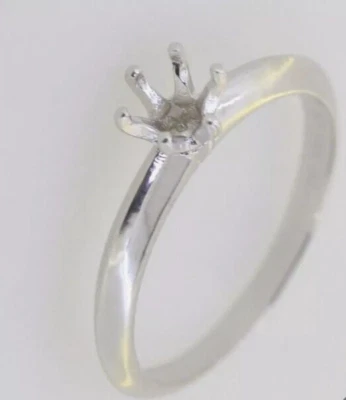 Anello in argento 925 sterling semi-montaggio per pietra rotonda da 4-4,5 mm  - Immagine 1 di 4