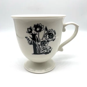 Anthropologie Monogram Initial Letter "L" Footed Pedestal Mug Cup Flowers - Picture 1 of 11