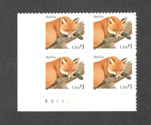 Sc # 3036 ~ Plate # Block ~ $1 Red Fox Issue - Picture 1 of 1