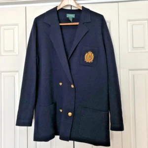 Maglione blazer doppiopetto lana marino Lauren Ralph Lauren donna blu 2x - Foto 1 di 3