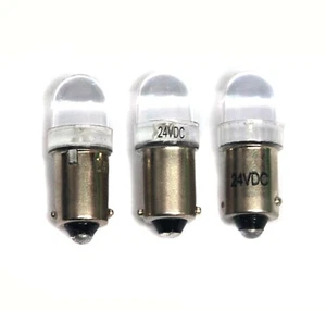 5pc LED Indicate Lamp Color= White DC 24V 0.2W T10x28mm BA9S Base 8066A-W DK - Picture 1 of 2