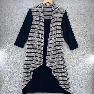 Vestido Haani Para Mujer 1X Plus Gris Negro Combinación Rayas Suéter Tejido en Capas Foto 1 de 4