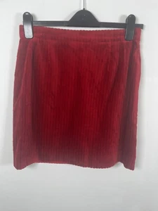 Vintage Luisa Spagnoli Size UK 12 Skirt red Cotton Velvet Jumbo Cord Lined Flaw - Picture 1 of 9