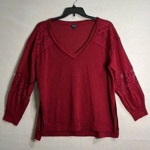 Torrid Long Sleeve Pull Over Lace Sleeve Womens Size O (Large 12) Red - Picture 1 of 11