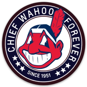 Cleveland Indians Chief Wahoo Forever Since 1951 logo type Die-cut round STICKER - Picture 1 of 1