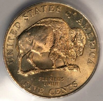 2005 ANACS MS65 Unicorn Bison Die Gouge Bison Nickel Mint Error Golden Toned - Image 1 of 4