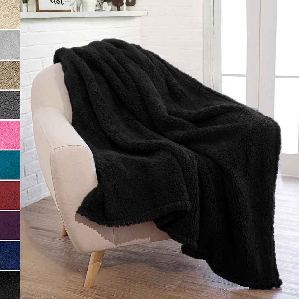 Fuzzy Soft Fleece Throw Blanket for Couch Sofa Bed Chair Microfiber Cozy Sherpa - Image 1 of 1