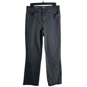 NYDJ Jeans Womens 8 Black Marilyn Straight Lift Tuck Stretch Denim Grunge Goth - Picture 1 of 10