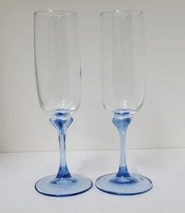 Pale Blue Glass Champagne Flutes - Picture 1 of 7