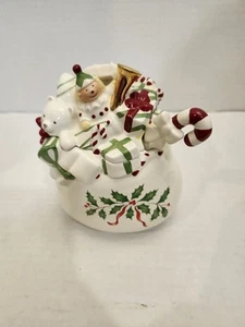 Lenox Holiday Santa Collection Sleigh SUGAR BOWL W/ SPOON Toy Sack / Bag - Picture 1 of 7