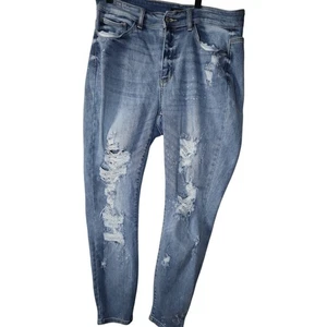 Judy Blue Jeans Damen 14W Blau Skinny Fit Distressed Cropped Raw Hems Freizeit - Bild 1 von 3