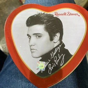 Vintage Advertising Heart Shaped Elvis Presley Candy Russell Stover Tin. - Picture 1 of 11