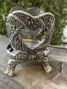 VTG 1996 Yankee Candle CARSON large jar pewter candle holder heart design NEW - Picture 1 of 8