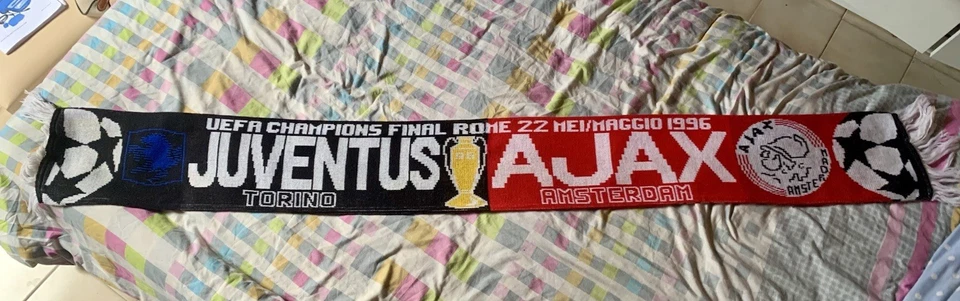 Sciarpa Calcio Juventus Ajax UEFA Champions League Finale 22 Maggio 1996 Roma - Immagine 1 di 1