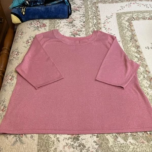 Women’s Bob Mackie Studio 3/4 Sleeve Pullover Sweater Pink Glitter Size 4X - Picture 1 of 4