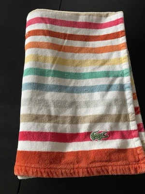 Lacoste Colorful Striped Beach Towel 100% Cotton 35” x 64”  - Image 1 of 4