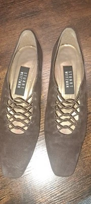 Zapatos sin cordones STUART WEITZMAN marrón gamuza 1,5 bloque tacón celosía trabajo 8AA Foto 1 de 4