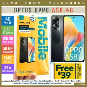 NEW Optus OPPO A58 4G (6.7" HD 128GB 6GB RAM 50MP Cam Face Unlock) Android Phone - Picture 1 of 12