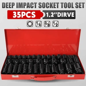 35pcs Drive Deep Impact Sockets 8-32MM Metric 1/2" Garage Workshop Tools Set Kit - Picture 1 of 12