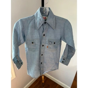 Levi's Vintage Chambray Shirt Orange Tab 70s Western Style Kids Size 9 - Picture 1 of 6